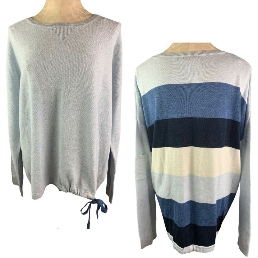 XXL Renuar Women's Blue Pullover Color Block Sweatshirt New $94‎